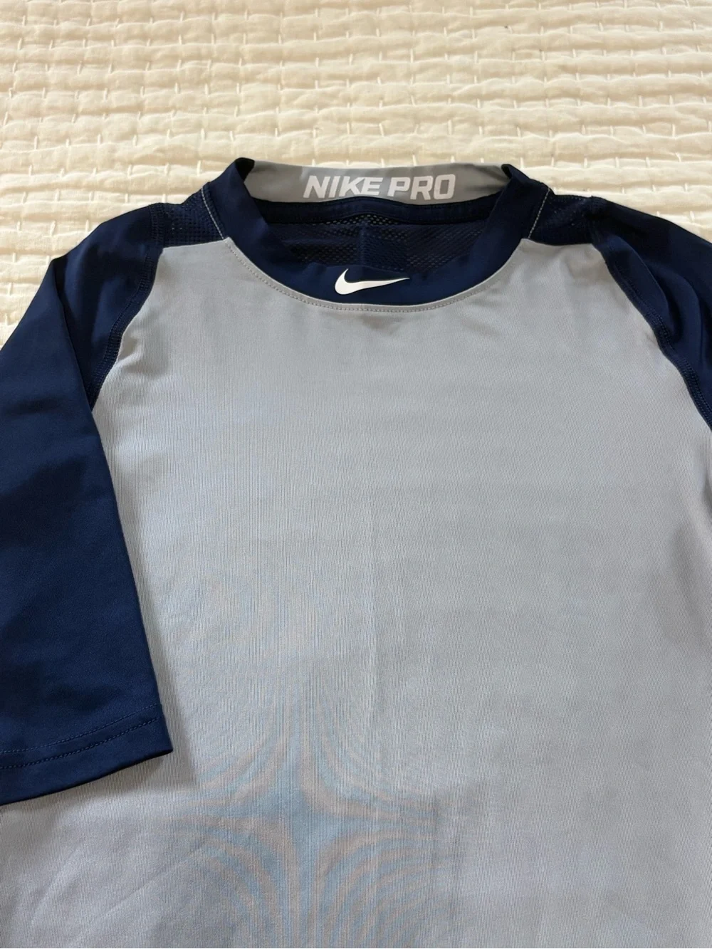Boys Nike Pro Two-Tone Baseball Top - Light Blue & Navy